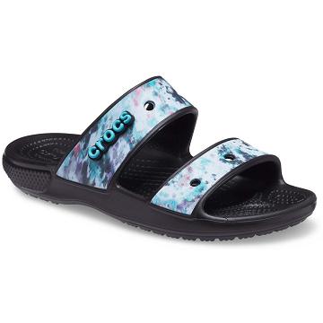 Crocs Classic Tie-Dye Graphic Men's Sandals Black / Multi | Australia 1229UZGT